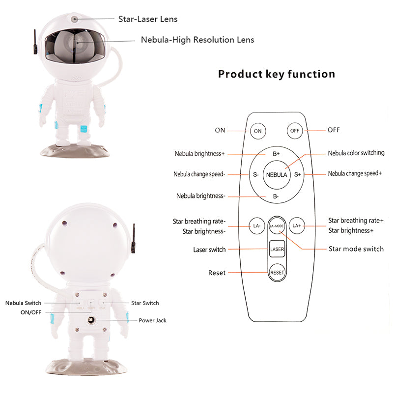 New Galaxy Projector Astronaut Starry Sky Projector Remote Control Music Laser