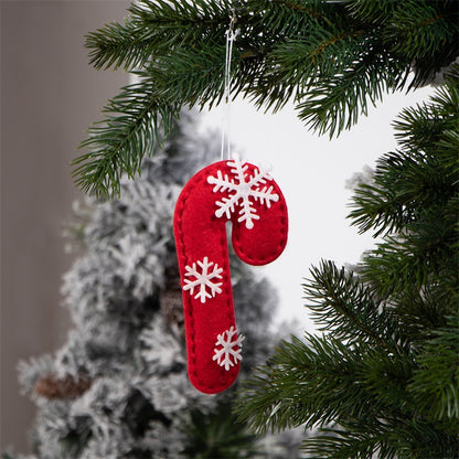 Christmas Decoration Products Crutch Shape Non-woven Felt Pendant