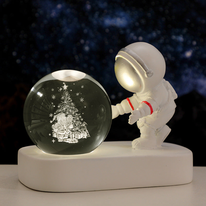 Glowing Planetary Galaxy Astronaut Crystal Ball Night Lights USB