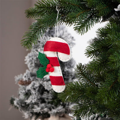 Christmas Decoration Products Crutch Shape Non-woven Felt Pendant